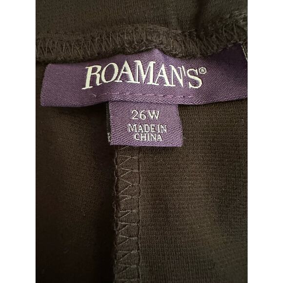 Roamans Womens Black Pants Sz 26W (39x28) Bead Embellished Pull On Elastic Waist - Picture 3 of 12